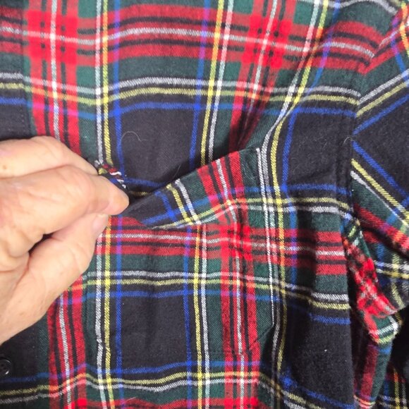 L.L. Bean Flannel‎ Shirt Size Large Mens  Long Sleeve Red Green Blue Plaid - Picture 4 of 5